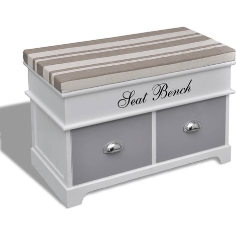 vidaXL Banc d'entrée et de rangement avec coussin gris 2 tiroirs Blanc (1/5)