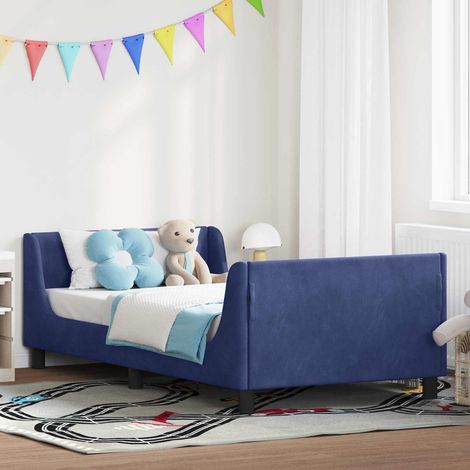 Kinderbettgestell mit Kopfteil Polizeiblau 80 x 200 cm Samt