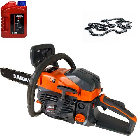 Tronçonneuse moteur à essence 2 temps 48cc épée 16" pouces + Huile 2 Temps + Chaîne (1/5)