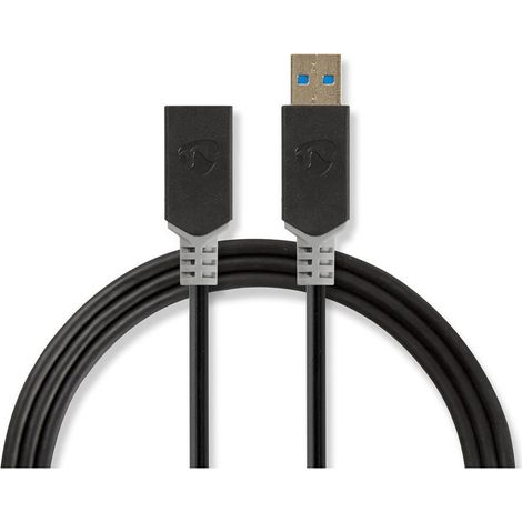 Cable usb usb 32 generacion 1 usb a macho usb a hembra 5 gbps chapado en oro 200 metros redondo pvc antracita caja