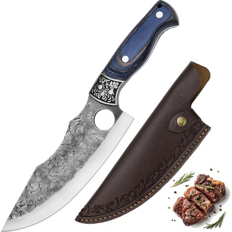 Chef Knife Japanese Kitchen Knives High Carbon Steel Hand-Forged Carving Knife with Case for Home and Outdoor Cooking (1/5)
