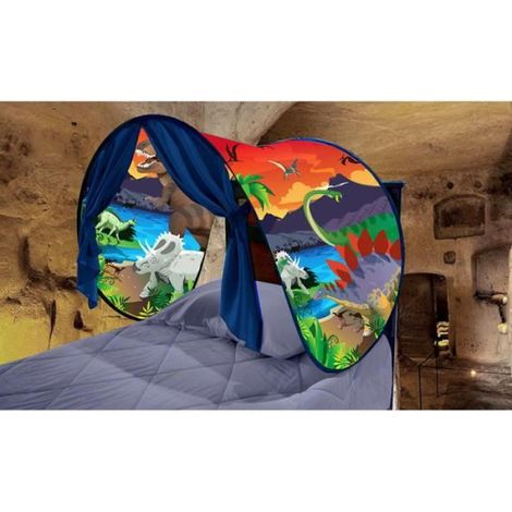 1 Tente pop-up enfant, lit jouet dinosaure, tissu polyester, avec chaîne lumineuse LED 20 étoiles, pour chambre à coucher (1/4)