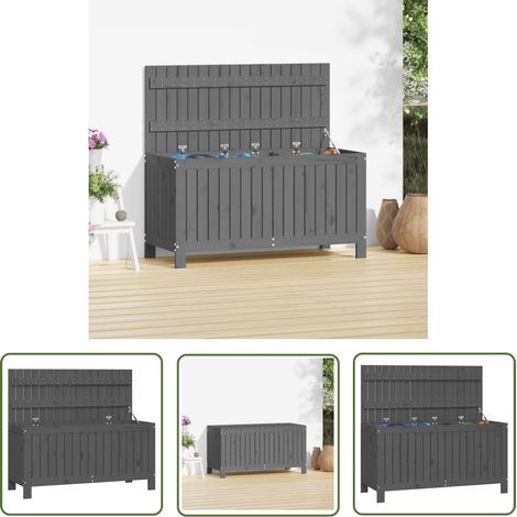 The Living Store Boîte de rangement de jardin Gris 115x49x60 cm Bois de pin - Boîte De Rangement Jardin - Coffre De Jardin - Rangement Exterieur - Meuble De Jardin - Bois De Pin (1/5)