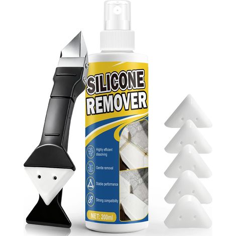 Dissolvant Silicone, Enlever Joint Silicone, Nettoyage Dissolvant Colle, Outils Multifonction, Résidus Adaptés aux Salles de Bains, Cuisines, Portes et Fenêtres, 200ML (1/5)