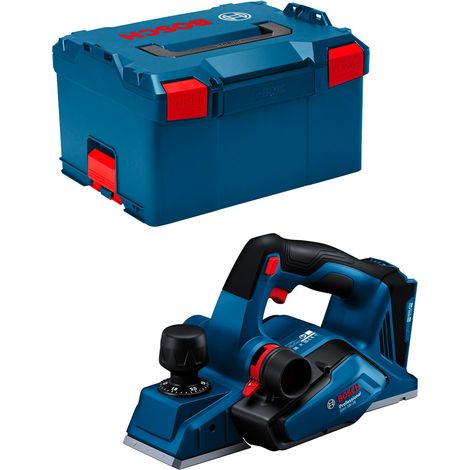 Cepillo de 82 mm 18V BOSCH GHO 18V-26 solo L-Boxx, tope y bolsa de polvo