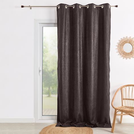 Rideau faux uni prêt à poser Marron chocolat 140x260 cm (1/2)