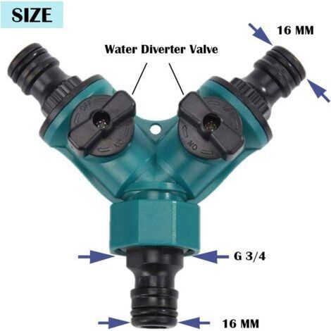 NALOOKAMIC Séparateur Tuyau d'arrosage 2 Voies Répartiteur Adaptateur pour Robinet avec séparateur en Y 3/4 Pouces Hose Connector 2 pièces (1/4)