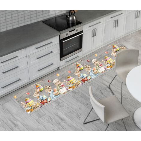 Tappeto Pasqua Passatoia Cucina Antiscivolo Sottolavello Funny Bunny Easter, misura50x50coloreBunny Easter (1/4)