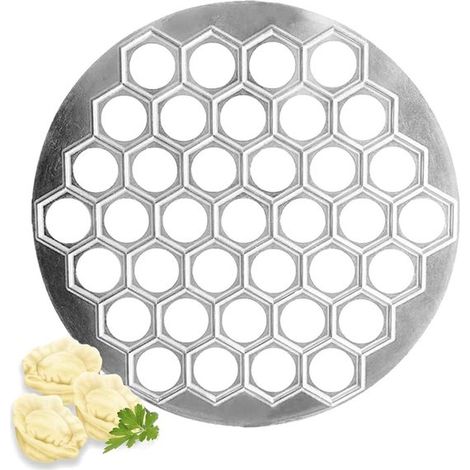 Dailygoods - Moule à raviolis - Alliage d'aluminium - 25 cm de diamètre - 37 alvéoles - Préparation rapide et facile - Forme parfaite (1/5)