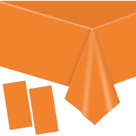 2 pièces Grand 137 274cm Orange Nappes Jetable,Rectangulaire Imperméables Nappe Plastique Décoration de Table pour Anniversaire de Enfants,Fêtes,Mariages,Pique-niques,Halloween,Noël (1/5)