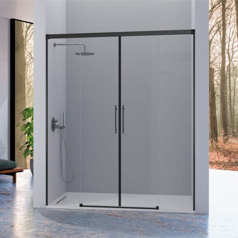 Frontal de ducha 2 Fijos + 2 Puertas Correderas 136-140 cm URBAN Negro (1/5)