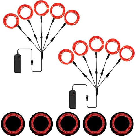guirlandes lumineuses EL mètre 3 modes d'éclairage décoratif 360° Noël lumières DIY 5 x 1 2pcs 5 x Rouge (1/5)