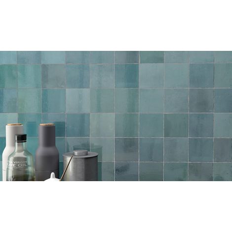 Faïence effet zellige MANACOR 40x6.5cm Ocean blue Brillant - Boîte de 1 m2