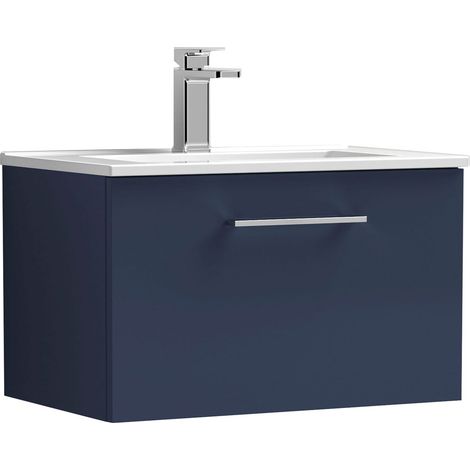 Nuie Arno Wall Hung 1-Drawer Vanity Unit with Basin-2 600mm Wide - Midnight Blue (1/5)