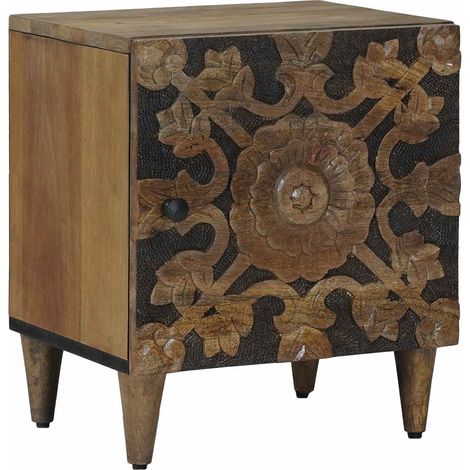 vidaXL  Bedside Cabinet  Brown 40 x 33.5 x 46 cm Solid Mango Wood