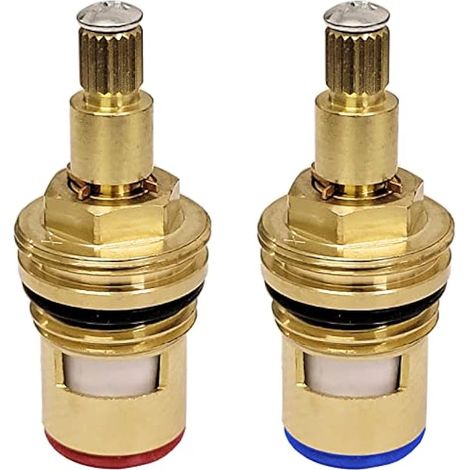 Robinet de remplacement en laiton et céramique avec cartouche disque pour eau chaude et froide, 1/4 de tour, 20 dents, 1/2 pouce (1/4)