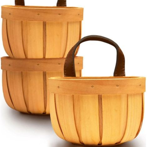 Petit panier de rangement décoratif demi-rond en copeaux de bois naturel tressés à la main, avec un design de suspension unique, idéal pour la cuisine et l'extérieur. (1/5)