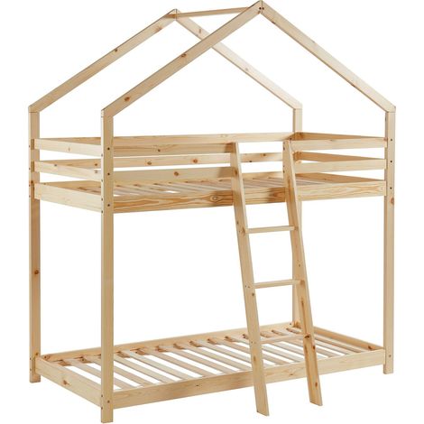 Lit cabane superposé Tiny pin Massif 90x190 sommier Inclus (1/5)