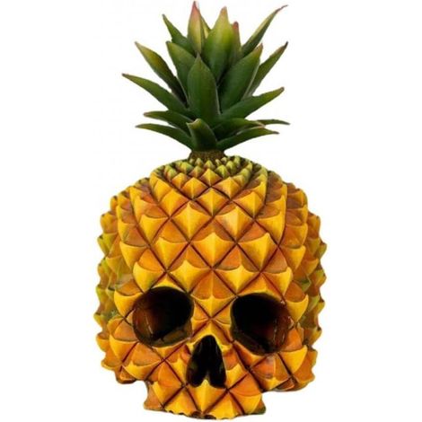 Ornement Crâne Mignon Sculpture de Tête de Mort Ananas en Résine Créative Artisanat Crâne Humour Sculpture Ornements Cadeaux de Collection Décoration d'Halloween Décoration Intérieure (1/5)