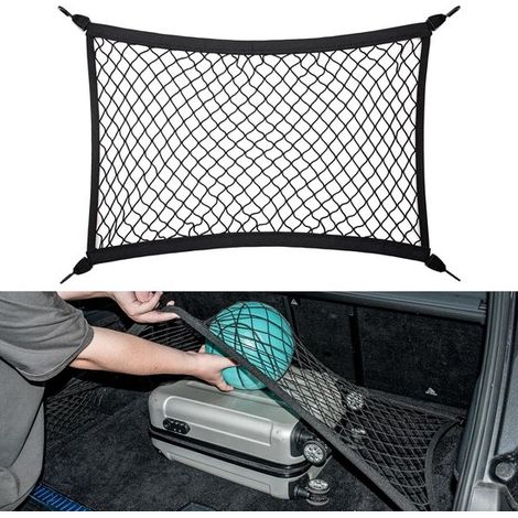 Filet élastique de coffre – 100x80 cm – Avec crochets – Universel – Organisation et rangement en voiture (1/5)