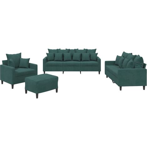 Maison Exclusive - Set di Divani 4 pz con Cuscini Verde scuro in Velluto