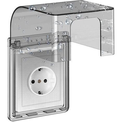 Type 86 Cache Prise Etanche Electrique Murale, Prise Electrique de Courant Etanche, Autocollant Prise Couvercle Interrupteur, 10.8x7.5x12.3cm, pour Salle de Bain et Cuisine Prise