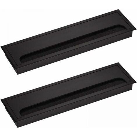 80x 200mm Cache-câbles rectangulaire pour bureaux encastrés Organisateur de câbles pour meubles 2 x noir