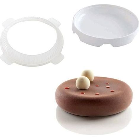 1 rundes Silikon-Kuchenform-Set in Eclipse-Form für Mousses, Eiscreme, Chiffon-Kuchen, Backform, Dekoration X TR3013 (1/4)