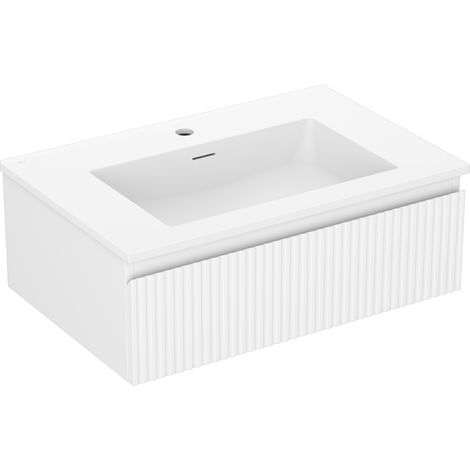 Mexen Rivel armario de baño 70 cm con lavabo Otis, 1 cajón, ranurado, blanco mate - 91A20-07023-1-BF01-W18M01 (1/5)