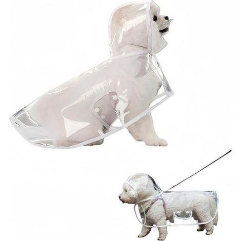 Impermeabile per cani, impermeabile per cuccioli, poncho antipioggia trasparente per cani di piccola e media taglia, chiusure a scatto regolabili, cappuccio per cani (1/5)