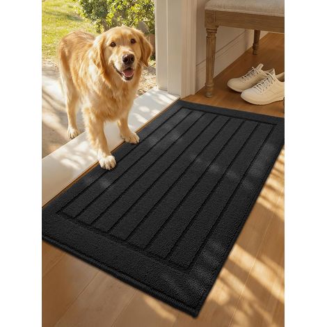 Tapis Entree Interieur - Lavable en Machine, 44x76cm, Noir (1/5)