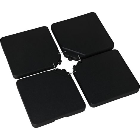 Sonnenschirmgewichte, Sonnenschirm-Bodenplatten, 4 HDPE-Platten – Befüllbar mit Wasser oder Sand bis zu 60/70 kg – Maße: 100 x 100 x 6,8 cm, schwarz
