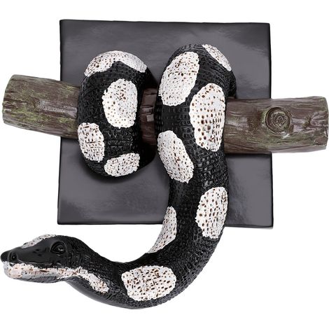 Sculpture murale python réaliste en résine, style serpent, à suspendre, statue 3D pour salon ou chambre, noir et blanc (1/5)