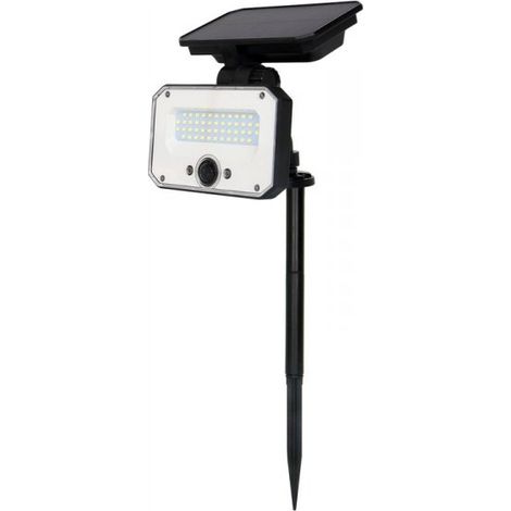 Faro Led Solare 10W 935LM IP65 4000K Montaggio Da Parete O A Terra Con Picchetto Con Sensore Movimento e Telecomando 4 Modalità