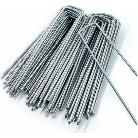 Piquet de Fixation pour Toile de Paillage,50 Piquets de Jardin en Forme de U,pour Bache Anti Herbes,Sardines Camping,Clôture de Jardin,150 MM de Long,25 MM de Large,3 MM de Diamètre, (1/4)