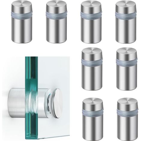APEX Lot de 8 entretoises murales en acier inoxydable - 12 x 20 mm - Vis d'espacement pour panneaux - Vis publicitaires - Entretoises murales pour fixation de panneaux, plexiglas, miroir, posters (1/5)