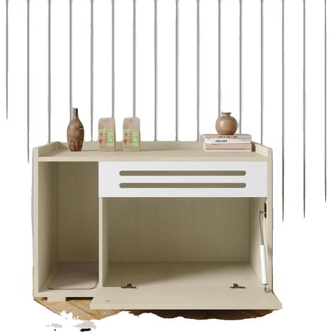 Katzenstreu-Box-Enclosure, modernes Design, belüftet zur Geruchsbekämpfung, weiß (1/2)