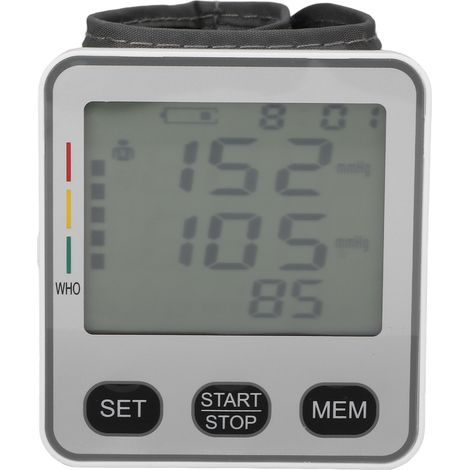 Tensiomètre numérique de poignet avec affichage LCD automatique et fonction vocale, idéal pour la maison et les voyages. (1/5)
