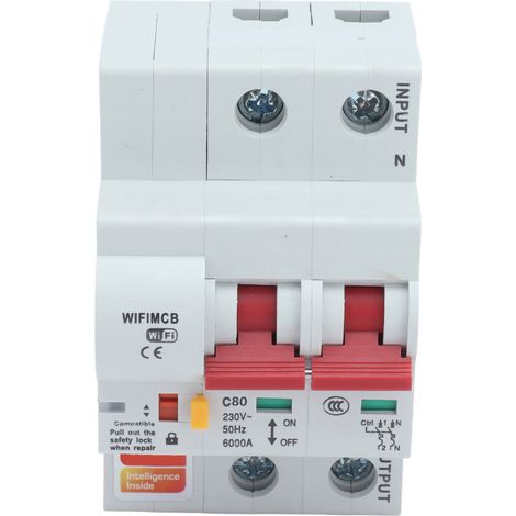 Disjoncteur intelligent 2P avec commande à distance via application Wi-Fi et Bluetooth, protection contre les surintensités, 220 V CA, 80 A (1/5)