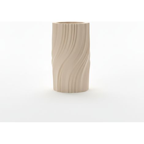 Vase décoratif plissé beige, moderne, à structure ondulée (1/3)