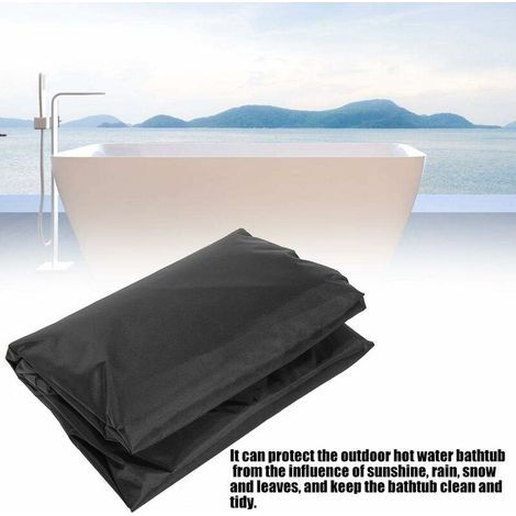 Housse de Protection pour Bain à Remous de Jardin, Couverture De Spa en Tissu Polyester 190T, Imperméable Anti-poussière Anti-UV,Noir,231x231x30cm (1/4)