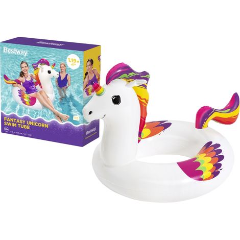 Bouée gonflable licorne, 119 x 91 cm, PVC, convient aux enfants de 10 ans et plus, poids maximum 80 kg. (1/5)