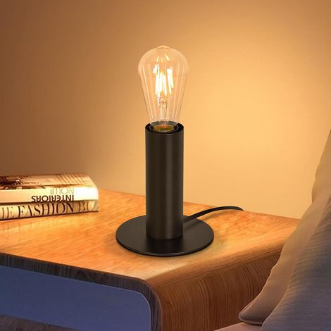ZMH lampe de chevet lampe de table vintage E27 : lampe de table noire MAX.40W avec prise avec interrupteur lampe de chevet lampe de nuit rétro industrielle pour chambre salon - sans ampoule (1/4)