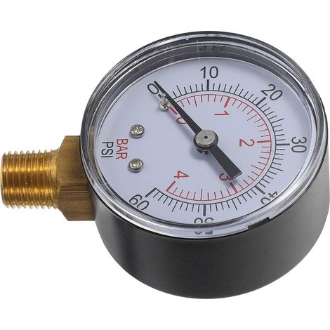 Manomètre de Pression pour Piscine 60 Kpa Filetage 1/4 Pouce Npt, Lecture Facile et Matériaux Cuivre et Résine pour Spas et Piscines Extérieures (1/5)
