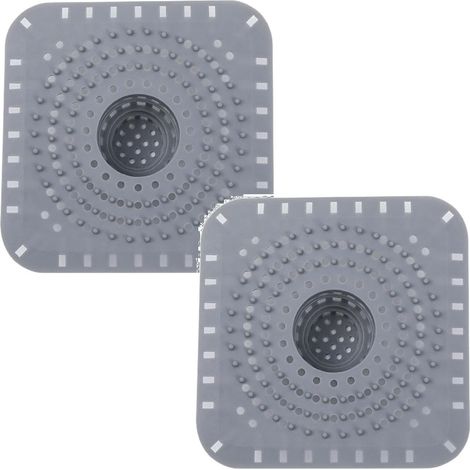 Set di 6 filtri per scarico doccia, copertura protettiva in silicone per filtro lavello, tappo filtrante, adatto per lavelli da bagno e cucina e per peli di animali domestici (grigio) (1/4)
