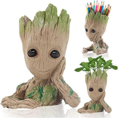 Pot de fleurs Newthinking Groot, pot de fleurs bébé Groot avec trou de drainage, pot de fleurs créatif d'intérieur Groot faisant également office de porte-stylo. (1/5)
