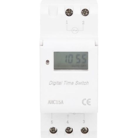 Horloge Numérique - Affichage LCD - Montage Rail DIN - Résistant Humidité - 16 Programmes Hebdomadaires - 1 Pièce (1/4)