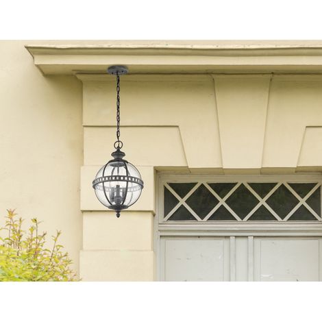 Elstead Halleron - 3 Light Outdoor Globe Deckenpendelleuchte Hellgrau IP44, E14 (1/5)