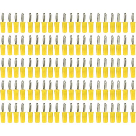 100 Pièces Douilles Banane 4mm ABS Laiton Nickelé Haute Performance Outils de Connexion Électrique Jaune (1/5)