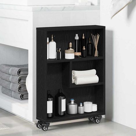 Carrito de Almacenamiento Estrecho Roble negro 48 x 13 x 68 cm (1/5)
